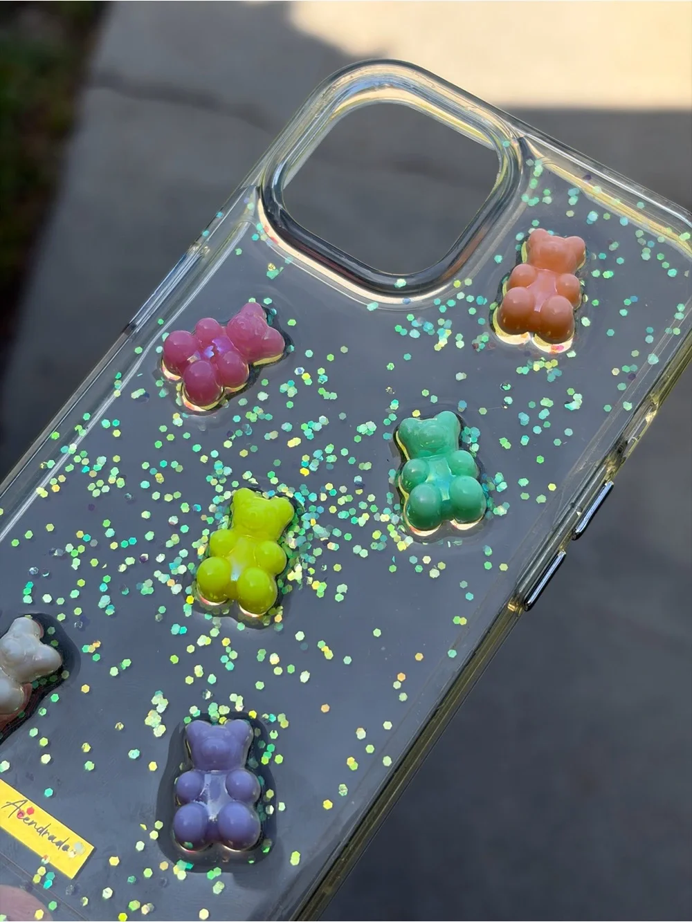 iPhone 15 Clear Cute Gummy Bear iPhone Case with Pastel Accents